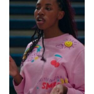 English Teacher Season 2 pink sweatshirt with casual fit and crewneck design