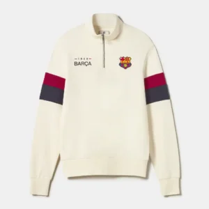 FC Barcelona Retro 1899 sweatshirt featuring vintage club lettering, crewneck design, and classic relaxed fit.