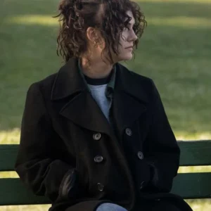 Emilia Jones Fairyland Black Wool Coat