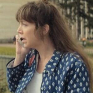 French Lover Sara Giraudeau Blue Printed Quilted Jacket