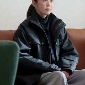 Go Hyun-jung Queen Mantis Black Leather Jacket