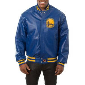 Golden State Warriors Blue Leather Varsity Jacket