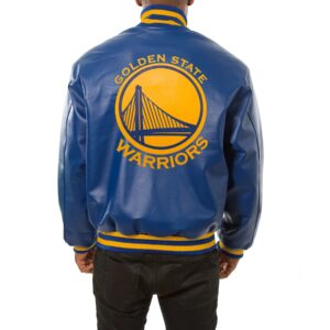 Golden State Warriors Blue Leather Varsity Jacket