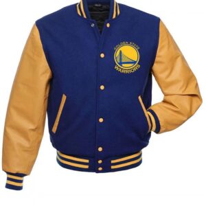 Golden State Warriors Blue and Yellow Letterman Jacket