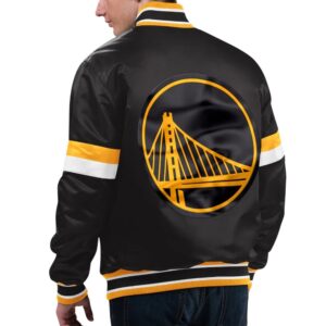 Golden State Warriors Home Game Black Satin Varsity Jacket