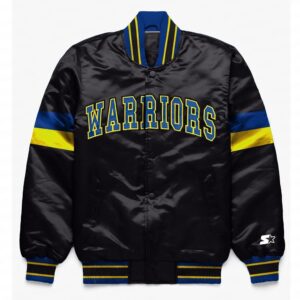 Golden State Warriors Home Game Black Varsity Satin Jacket