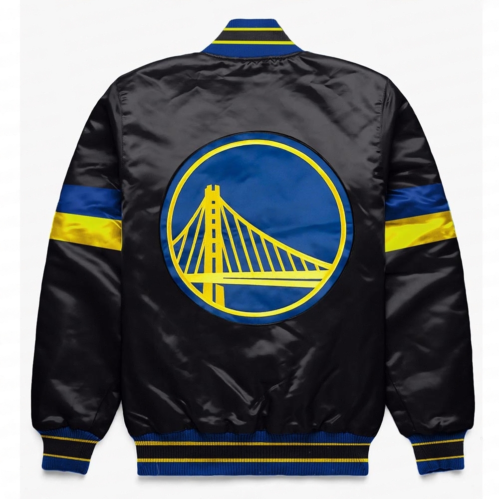 Golden State Warriors Home Game Black Varsity Satin Jacket