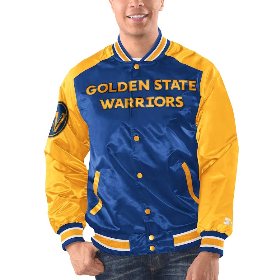 Golden State Warriors Renegade Satin Varsity Jacket