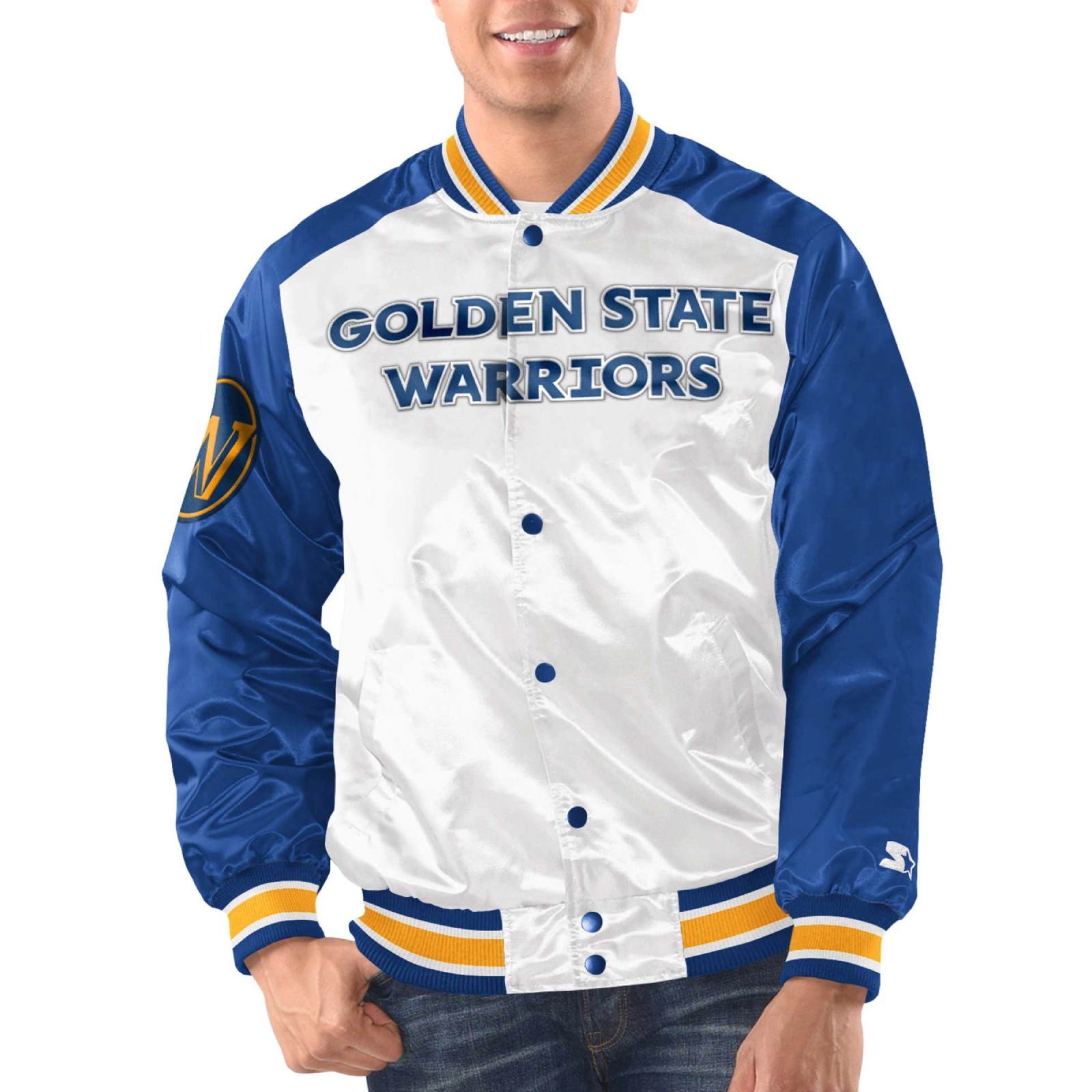 Golden State Warriors Renegade Satin Varsity Jacket