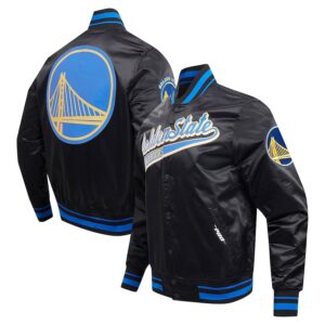 Golden State Warriors Script Tail Satin Varsity Jacket