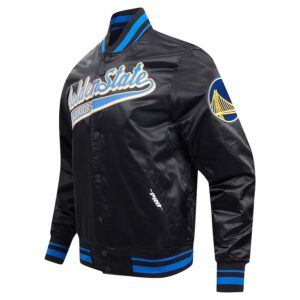 Golden State Warriors Script Tail Satin Varsity Jacket