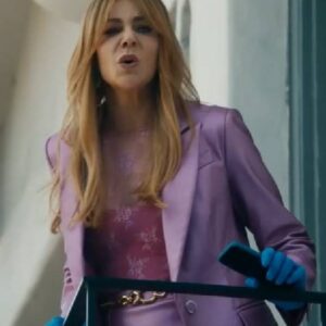 High Potential Kaitlin Olson Pink Leather Blazer