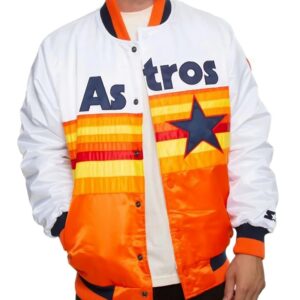 Houston Astros White And Orange Satin Jacket