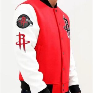 Houston Rockets Full Snap Red and White Jacket