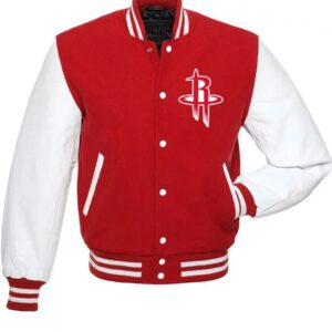 Houston Rockets NBA Letterman Red and White Jacket