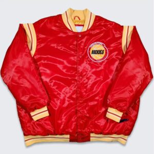 Houston Rockets Teddy Red Varsity Satin Jacket