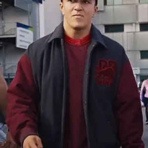 Isack Hadjar RB Varsity Jacket in navy and white, featuring Red Bull Racing logo detailing, ribbed cuffs and hem, and classic varsity-style buttons.