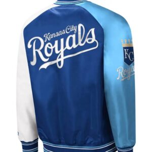 Kansas City Royals Reliever Royal and Varsity Satin Jacket
