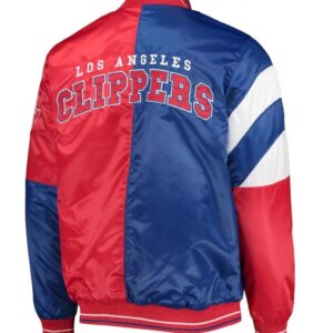LA Clippers Color Block Satin Red and Blue Jacket