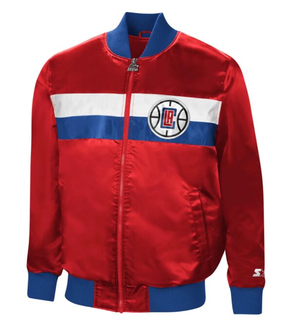 LA Clippers The Ambassador Full-Zip Red Satin Varsity Jacket