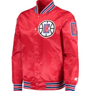 LA Clippers The Diamond Classic Red Satin Varsity Jacket