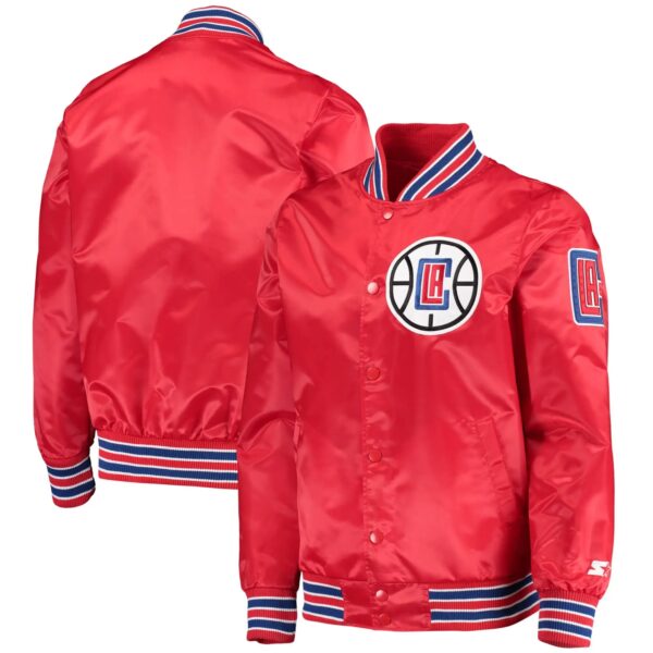 LA Clippers The Diamond Classic Red Satin Varsity Jacket