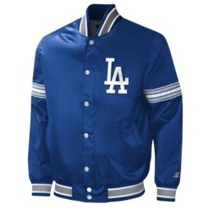 LA Dodgers Midfield Royal Blue Satin Varsity Jacket
