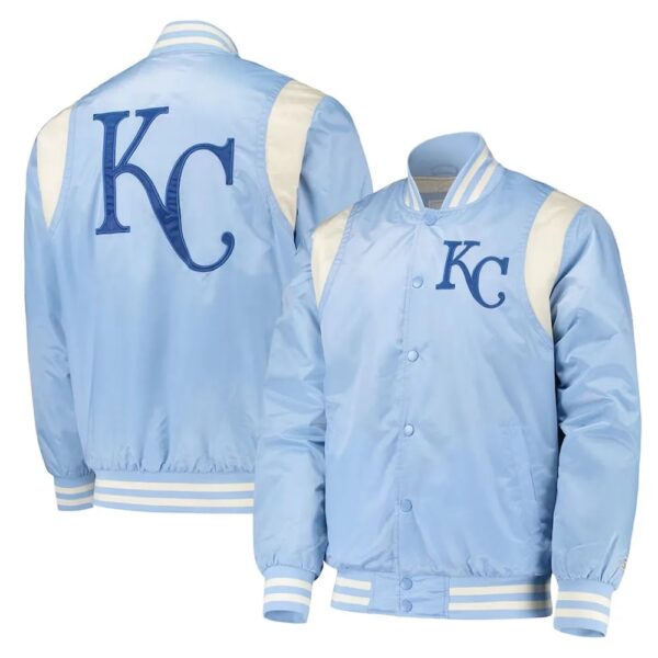 Cream Kansas City Royals Varsity Satin Jacket