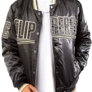 Los Angeles Clippers Black And Gold Satin Bomber Jacket