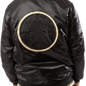 Los Angeles Clippers Black And Gold Satin Bomber Jacket