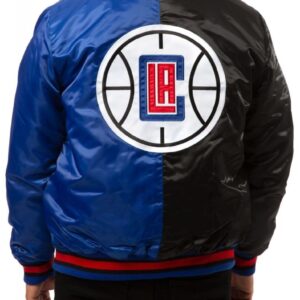 Los Angeles Clippers Black Blue Satin Bomber Jacket
