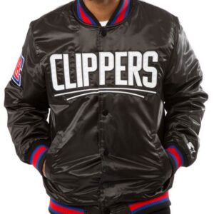 Los Angeles Clippers Black Satin Bomber Jacket