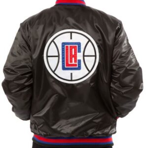Los Angeles Clippers Black Satin Bomber Jacket