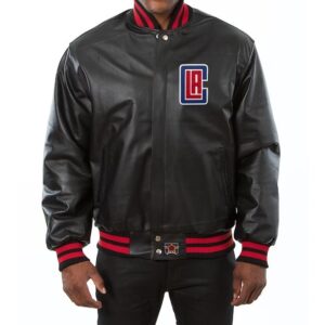 Los Angeles Clippers Black Leather Varsity Jacket