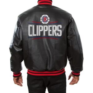 Los Angeles Clippers Black Leather Varsity Jacket