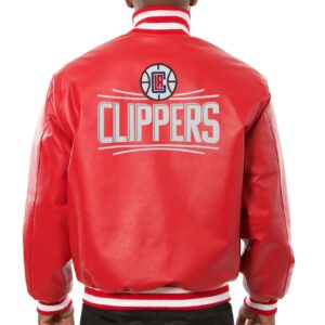 Los Angeles Clippers Red Leather Varsity Jacket