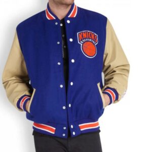 Mens New York Knicks Blue Letterman Jacket