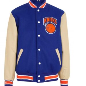 Mens New York Knicks Blue Letterman Jacket