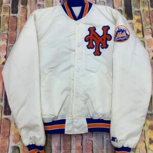 Mets New York Blue and White Satin Jacket