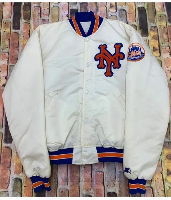 Mets New York Blue and White Satin Jacket