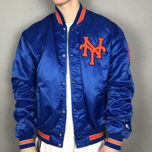 Mets New York Blue and White Satin Jacket