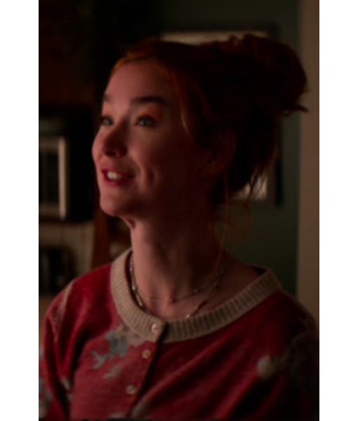 Murder in a Small Town S02 Cassandra Sawtell Red Floral Print Cardigan