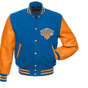 NY Knicks Blue and Orange Varsity Jacket