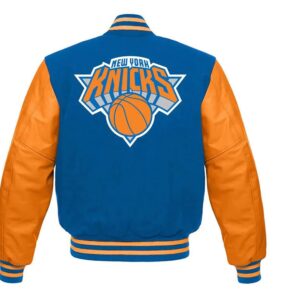 NY Knicks Blue and Orange Varsity Jacket