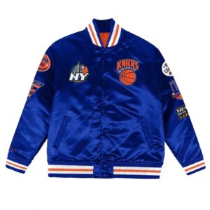 NY Knicks Champ City Bomber Satin Royal Blue Jacket