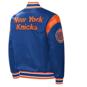 NY Knicks Force Play Varsity Blue Satin Jacket