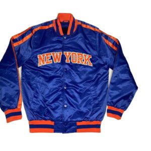 NY Knicks Striped Blue Satin Jacket