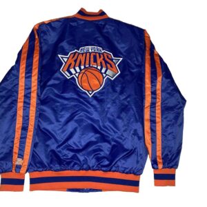 NY Knicks Striped Blue Satin Jacket