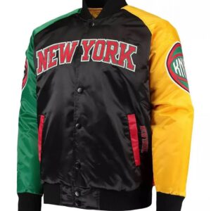 NY Knicks Ty Mopkins Satin Full-Snap Black and Red Jacket