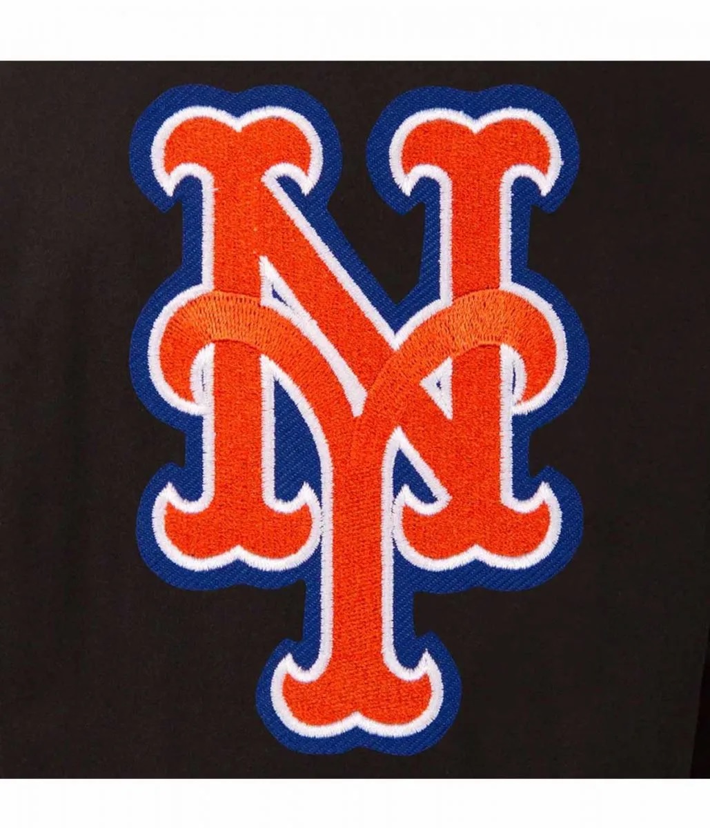NY Mets Black Wool & Leather Jacket